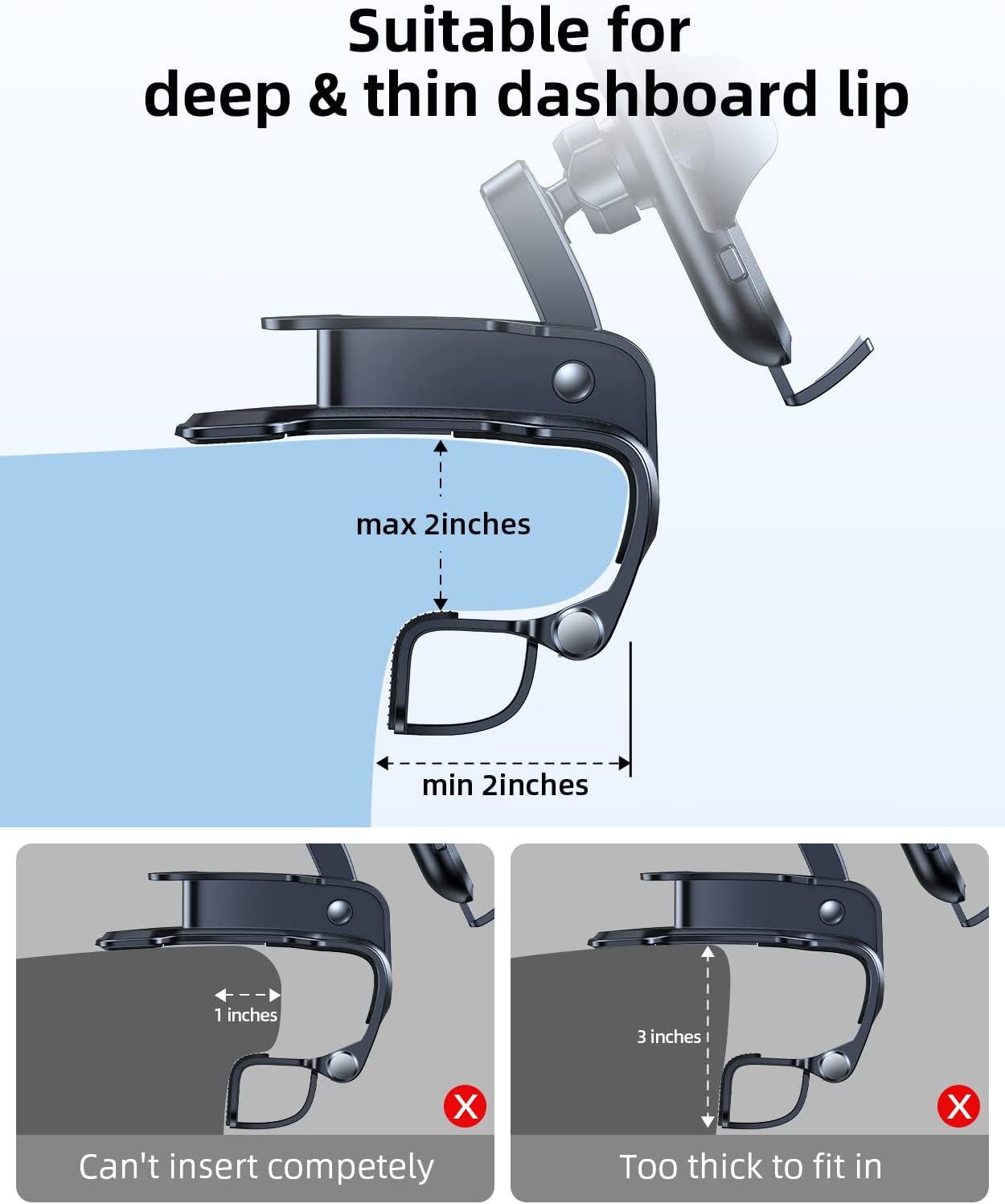 VICSEED Phone Mount for Car [Lifesaver to Keep Eyes on Road] Car Phone Mount in Front of Steering Wheel, Never Get Distracted Car Phone Holder Mount, Grip on Dashboard Car Mount for iPhone & Android