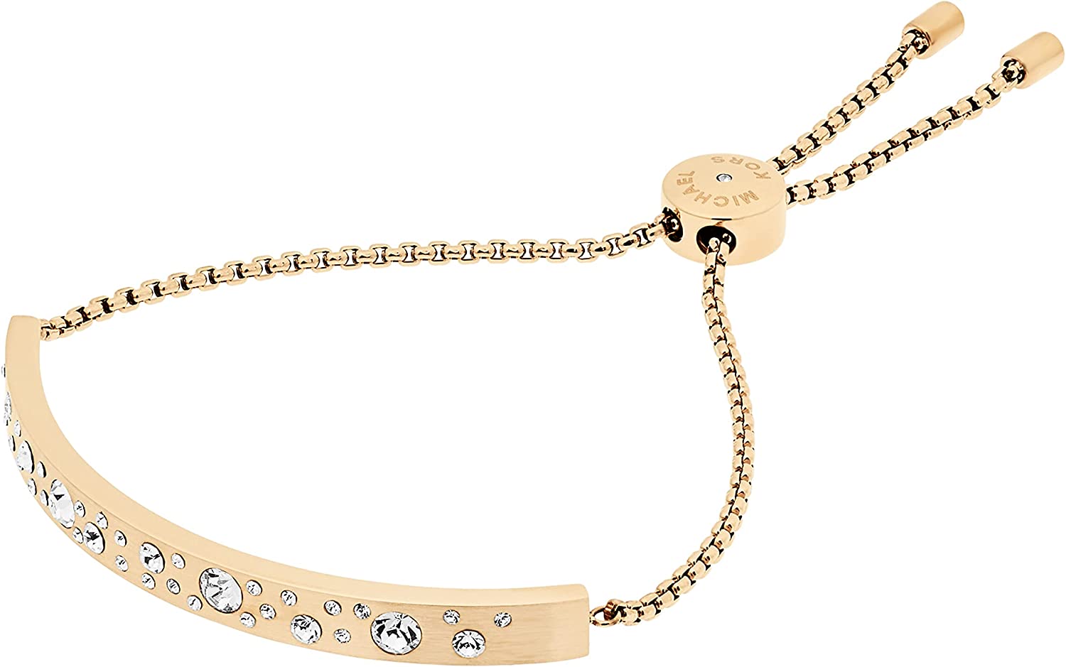 Michael Kors Women&#39;s Stainless Steel Gold-Tone Slider Bracelet with Crystal Accents