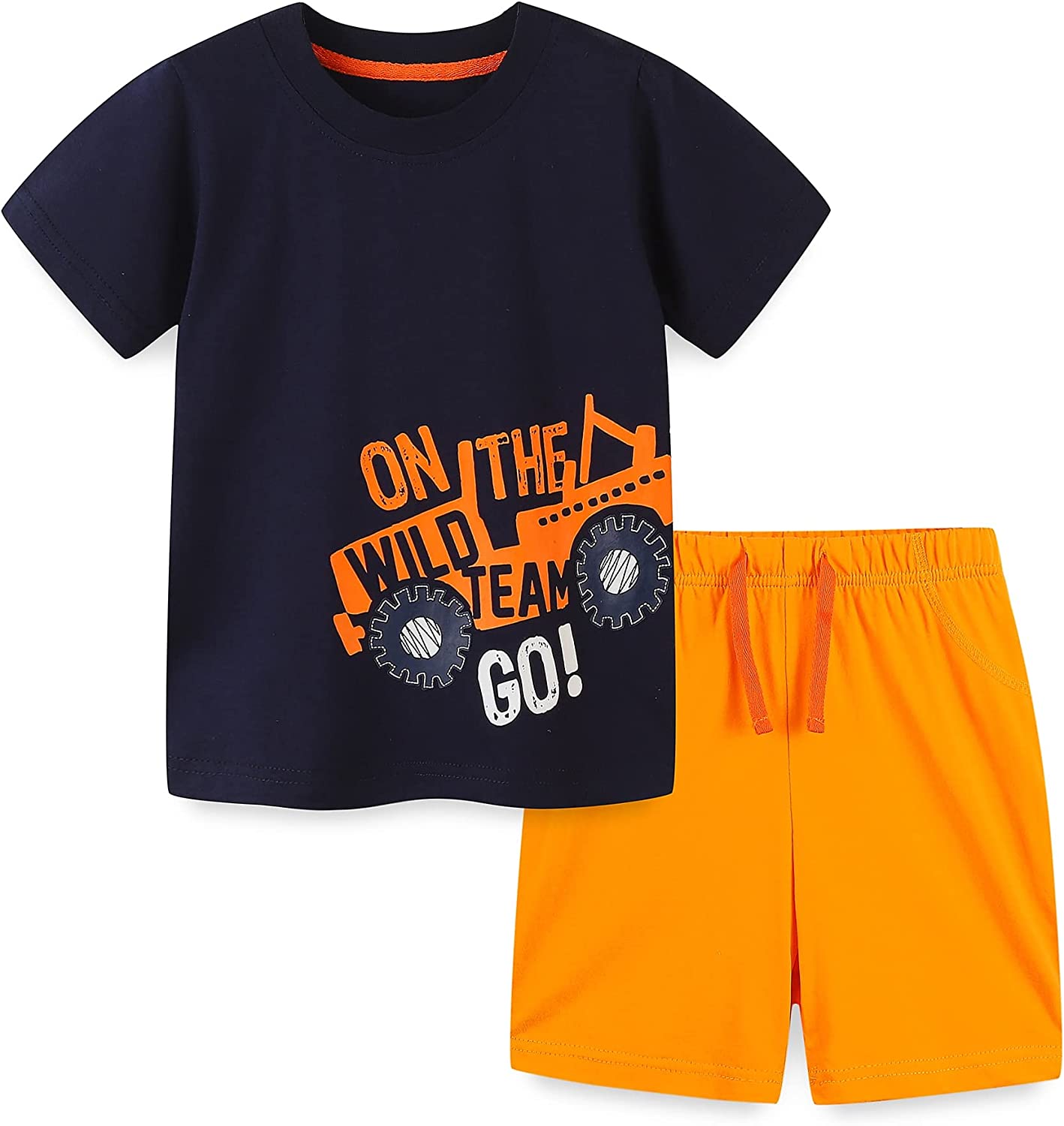 Bumeex Toddler Boy's Cotton Short Sleeve T-Shirt and Short Set 1-7Y