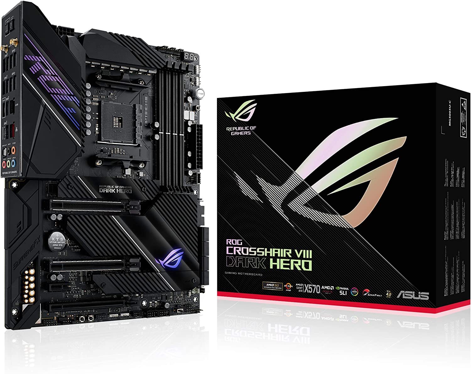 ASUS ROG Crosshair VIII Dark Hero AMD AM4 X570S Zen 3 Ryzen 5000 & 3rd Gen Ryzen ATX Gaming Motherboard (PCIe 4.0, 14+2 Ti Power Stages, PCH Heatsink, Wi-Fi 6, 2.5 Gbps LAN, USB 3.2 Gen 2 Type-C