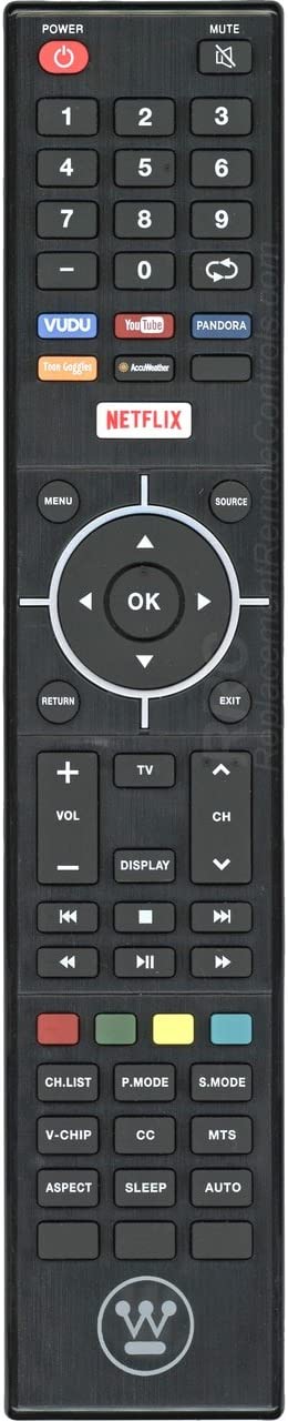 Westinghouse LCD TV Remote Control for Models WD65NC4190, WE55UC4200, WD55UT4490, WD50UT4490, WD42UT4490, WD55UB4530 (Part No: 845-058-03B00)