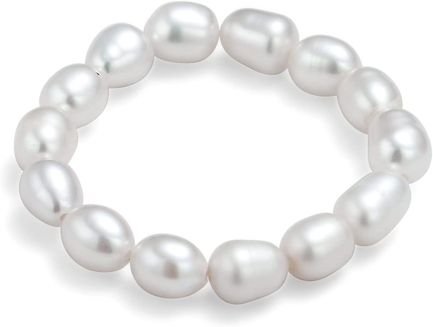 InzheG Stretch Freshwater Pearl Rings with 14k gold plated Beaded Adjustable Stackable rings Holiday Gift for Women Girls