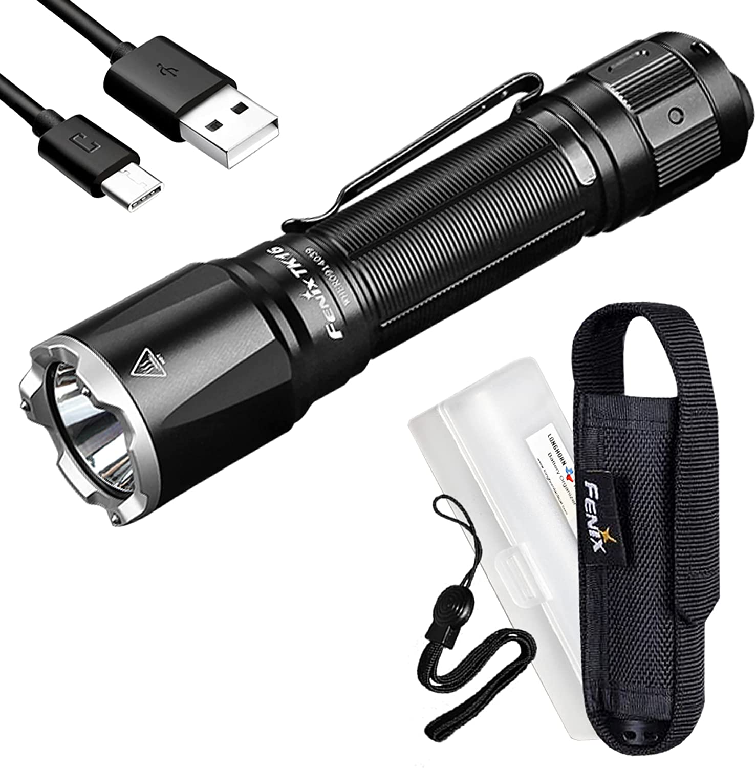 Fenix TK16 v2.0 Tactical Flashlight, 3100 Lumen Long Throw, USB-C Rechargeable , with LumenTac Organizer
