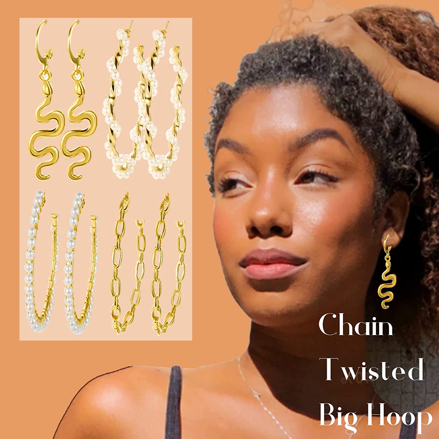 45 Pairs Gold Hoop Earrings for Girls Women, Chunky Twisted Small Big Hoops Earring Packs Set, Earrings for women multipack, Fashion Trendy Earrings Jewelry for Birthday Party Christmas Gift
