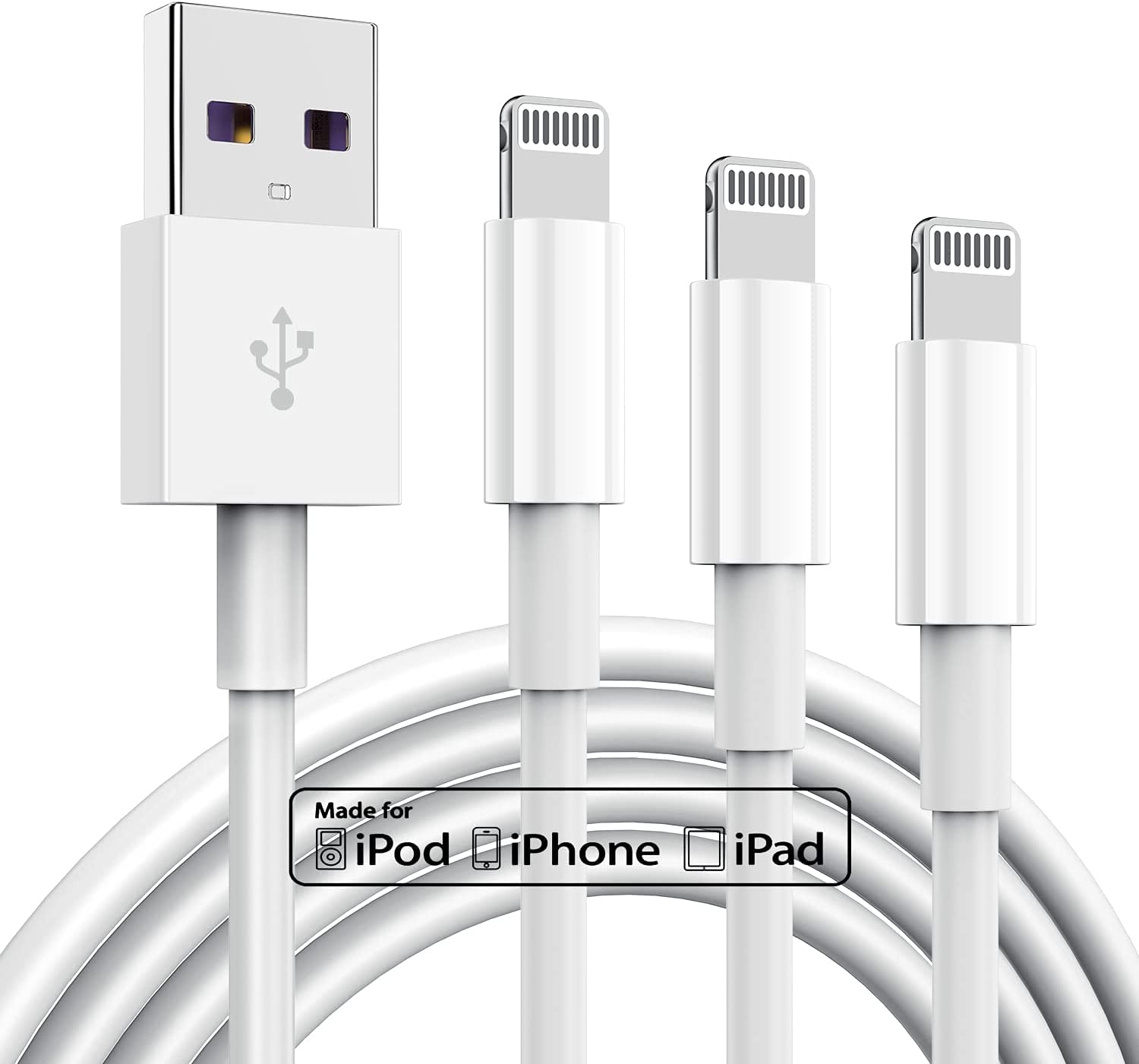 3 Pack Apple MFi Certified iPhone Charger Cable 6ft, Apple Lightning to USB Cable Cord 6 Foot, 2.4A Fast Charging,Apple Phone Long Chargers for iPhone 13/12/11/11Pro/11Max/ X/XS/XR/XS Max/8/7/6