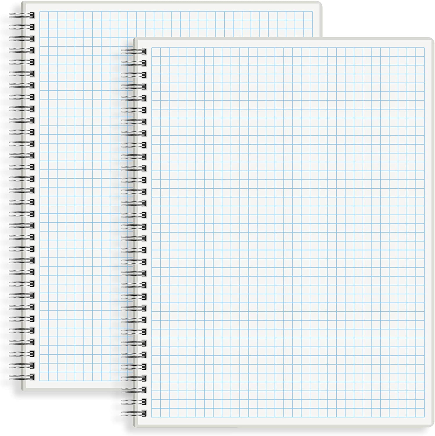 HULYTRAAT Large Graph Ruled Wirebound Spiral Notebook, 8.5 x 11 Inches, 4 X 4 Quad Ruled (4 sq/in) Paper Pad, Premium 100gsm Ivory White Acid-Free Paper, 128 Squared/Grid Pages per Book (Pack of 2)