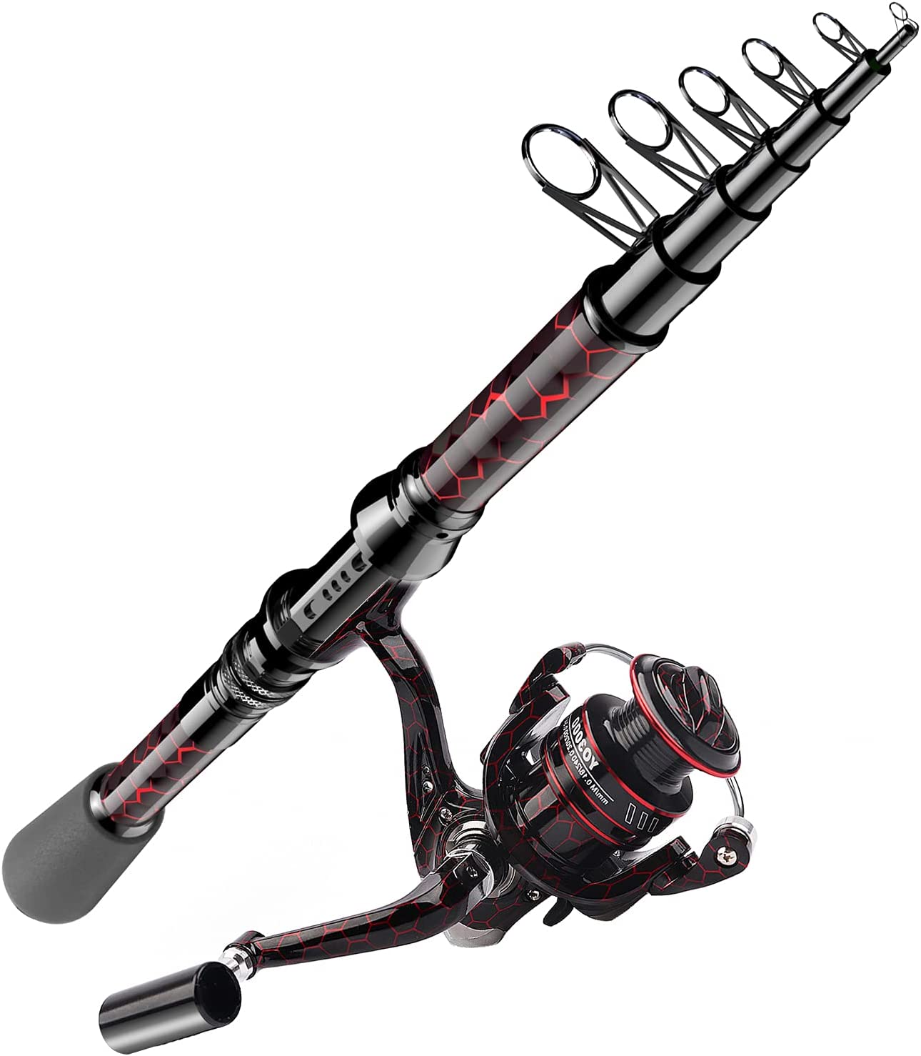 QudraKast Fishing Rod and Reel Combos - High Carbon Fiber Telescopic Fishing Pole and 12+1 Full Metal Ultra Smooth Spinning Reel with X-Warping Pattern Design