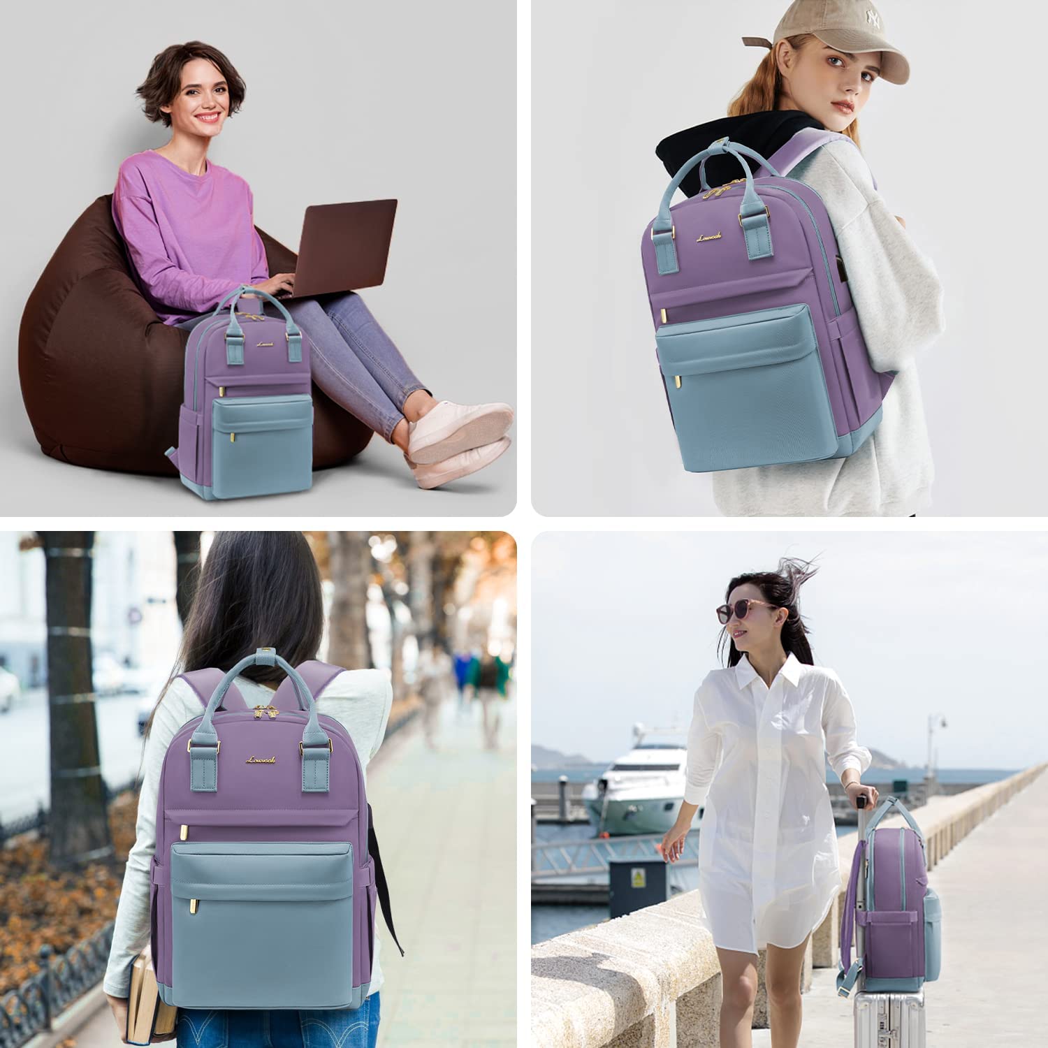 LOVEVOOK Laptop Backpack for Women Men 15.6 Inch Laptop Bag with USB Port Fashion Student Bookbag Waterproof Backpacks Teacher Nurse Stylish Travel Bags Vintage Daypacks for School， College， Work