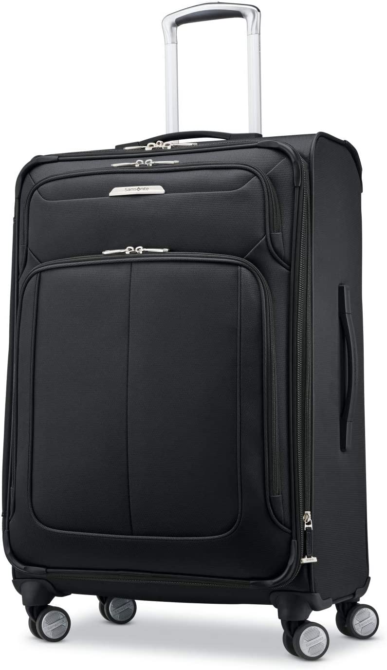 Samsonite Solyte DLX Softside Expandable Luggage with Spinner Wheels, Midnight Black, Checked-Medium 25-Inch