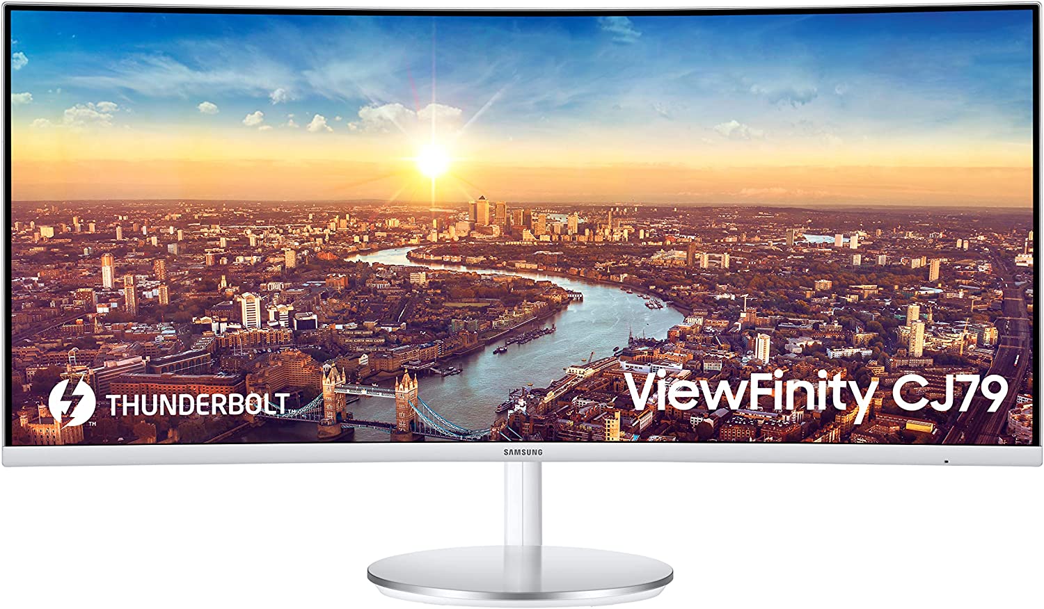 SAMSUNG CJ79 Series 34-Inch ViewFinity Ultrawide QHD (3440x1440) Computer Monitor, 100Hz, Thunderbolt 3 Daisy Chain, QLED, HDMI, USB Hub, Height Adjustable Stand (LC34J791WTNXZA), White