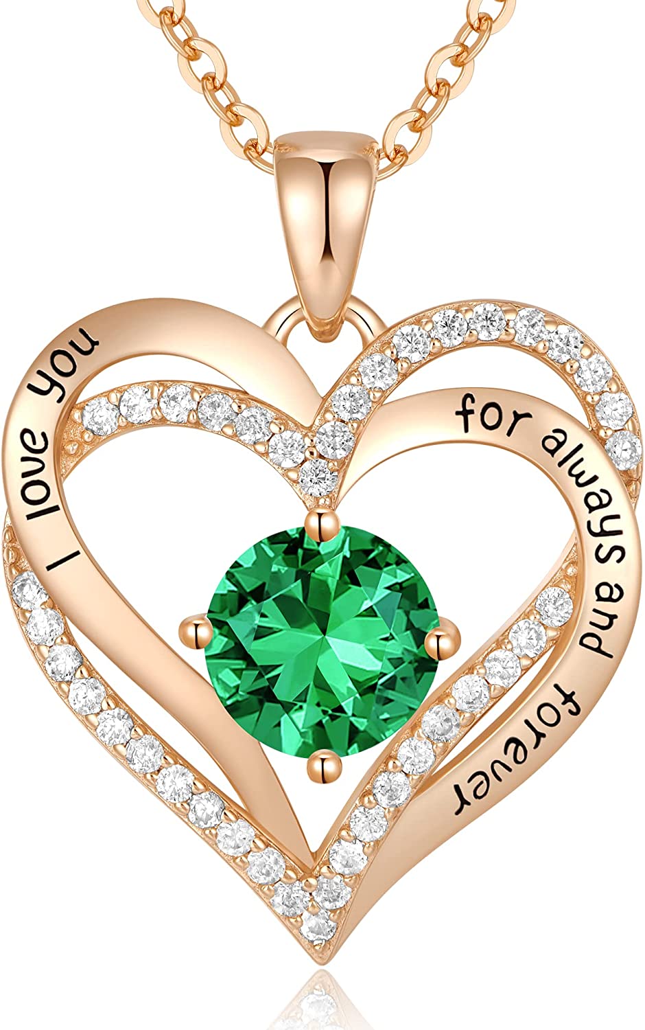 CDE Forever Love Heart Pendant Necklaces for Women 925 Sterling Silver with Birthstone Zirconia, Birthday Mother’s Day Anniversary Jewelry Gift for Women Wife Mom Girlfriend Girls