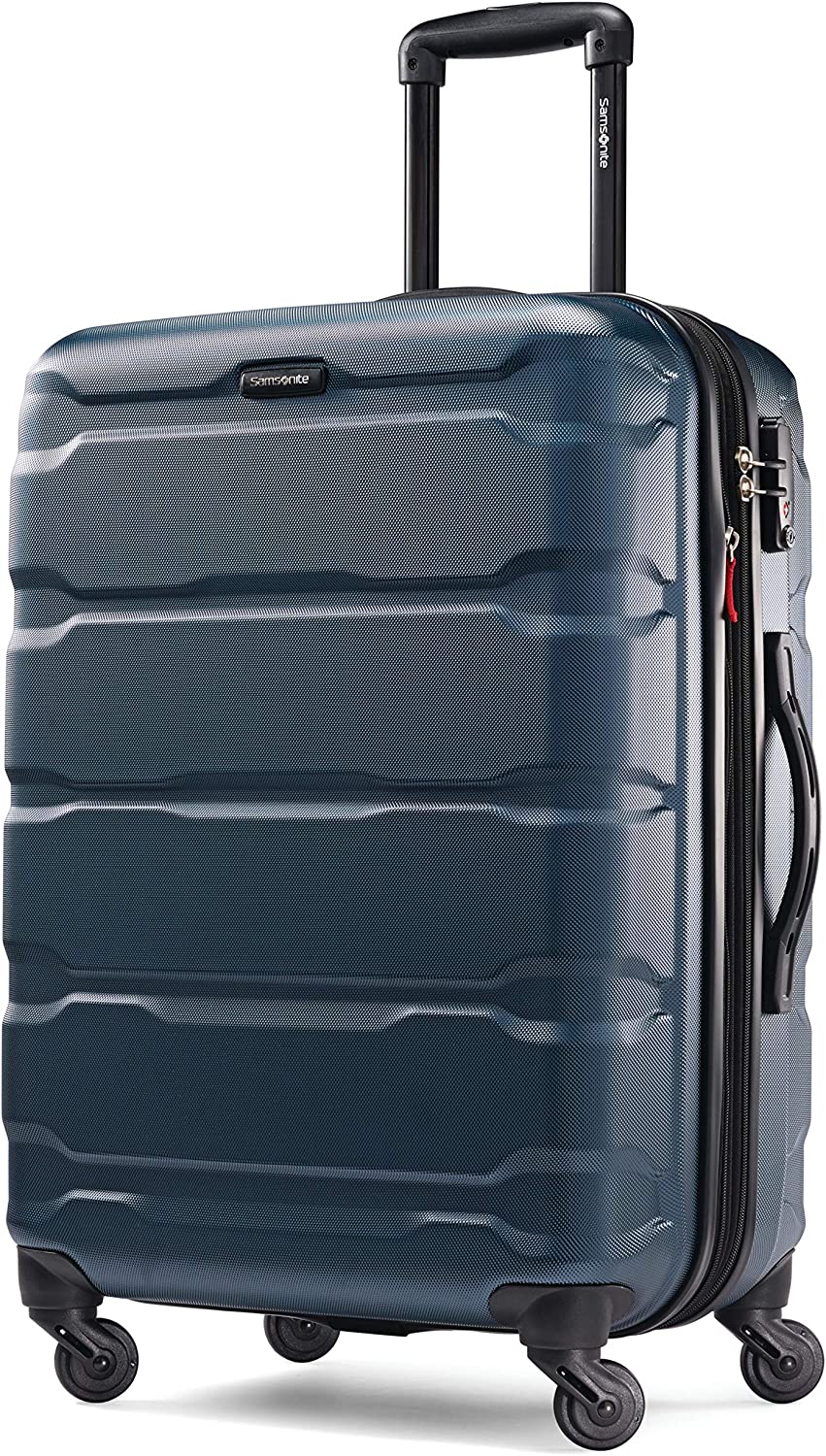 Samsonite Omni PC Hardside Expandable Luggage with Spinner Wheels, Checked-Medium 24-Inch, Teal