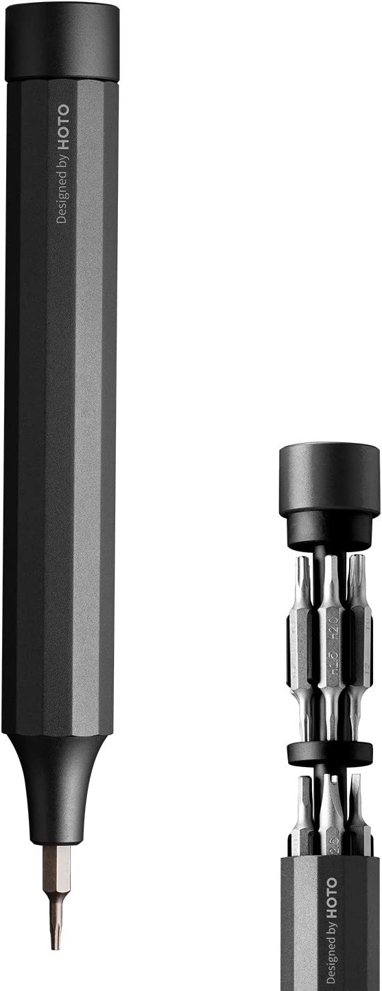 HOTO Precision Screwdriver Sets, 24-in-1 Manual Screwdriver, 24 pcs Tough S2 Steel Bits, Manual Pen Shape, Ideal for Electronics, Glasses and Bracelets, Slate Grey