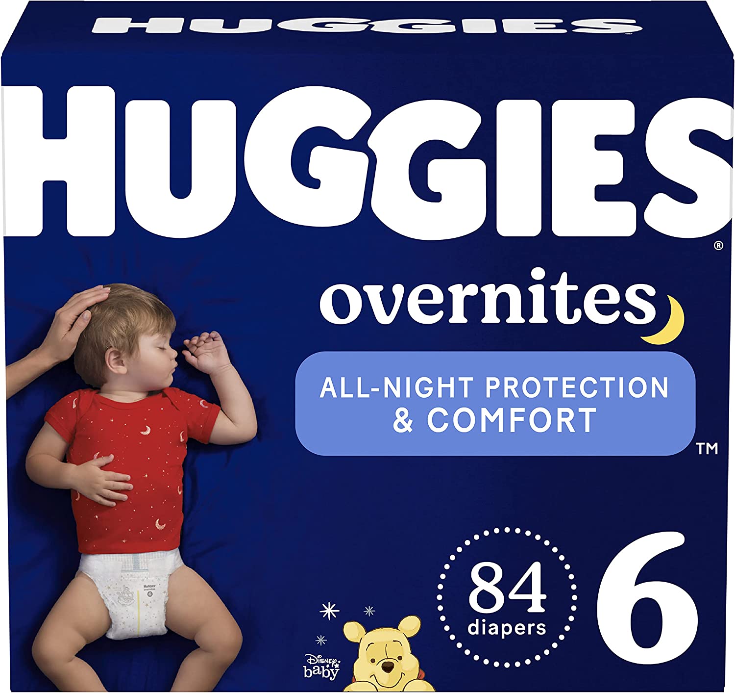 Overnight Diapers Size 6 (35+ lbs), Huggies Overnites Nighttime Baby Diapers, 42 Diapers (Pack of 2), Total 84 Ct