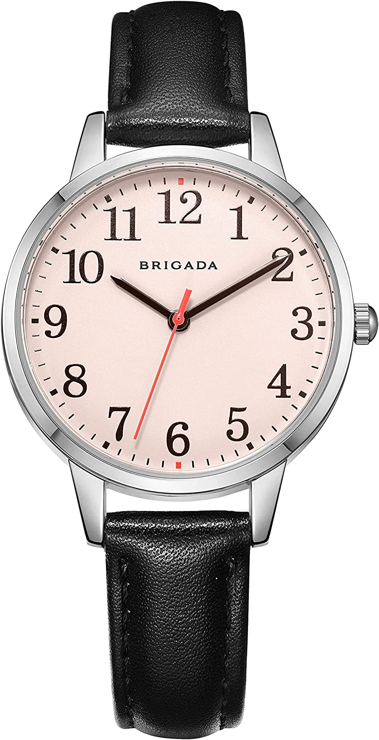 BRIGADA Women's Watch Elegant Watch for Women Leather Band Ladies Watch for Women Waterproof
