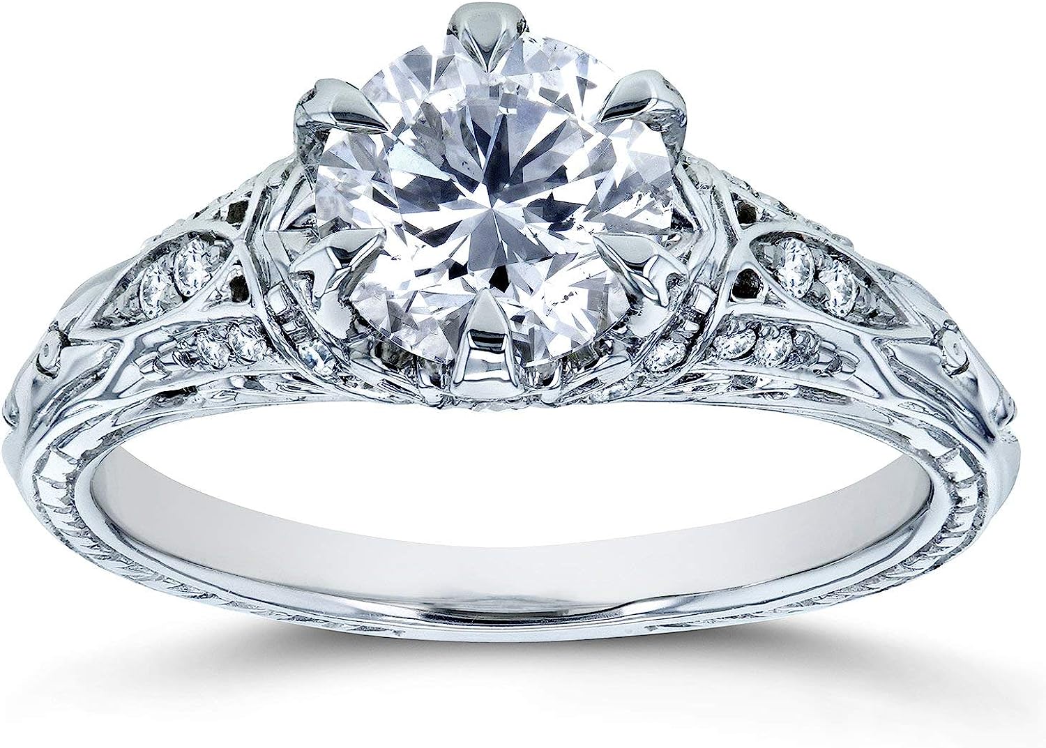 Kobelli Diamond 6-Prong Antique Style Engagement Ring 1 1/6 CTW 14k White Gold