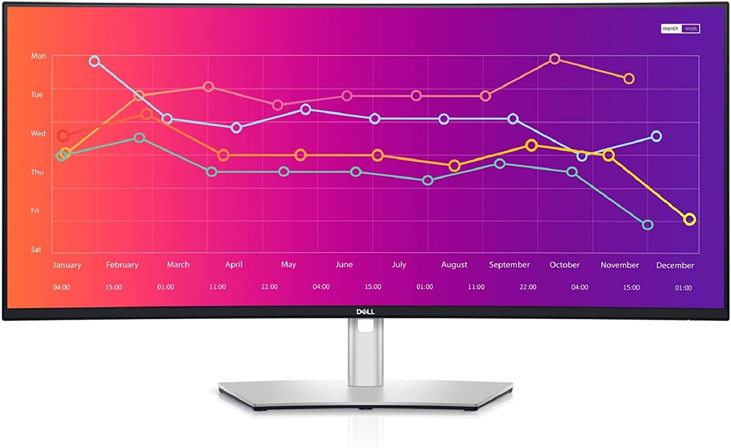 Dell U3821DW UltraSharp Curved USB-C Hub Monitor - 37.52-inch WQHD (3840 x 1600) 60Hz 2300R Curvature Display, 8ms Response time, USB-C/DP/HDMI/RJ-45, Height/Slant/Tilt/Swivel Adjustability - Silver