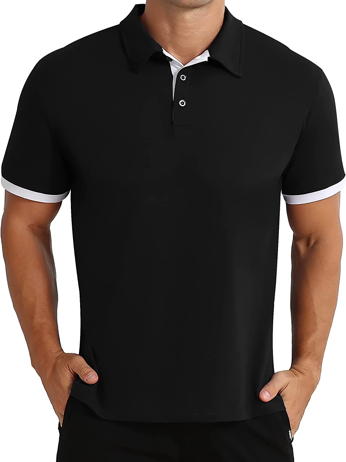 NITAGUT Mens Short&Long Sleeve Polo Shirt Casual Slim Fit Polo Tee Basic Designed Cotton Shirt for Man