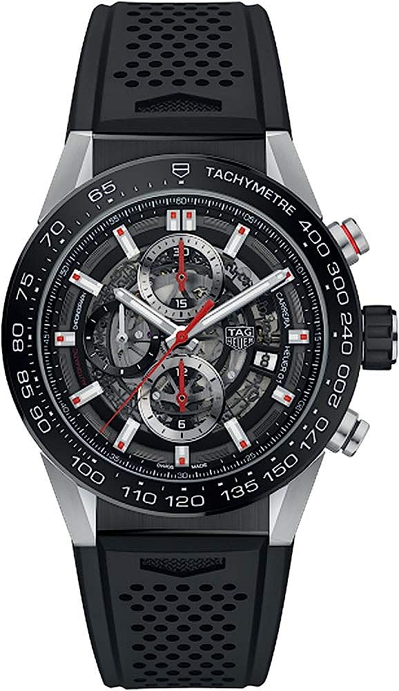 TAG Heuer Carrera Men's Watch Skeleton Dial w/ Black Rubber Strap CAR201V.FT6046