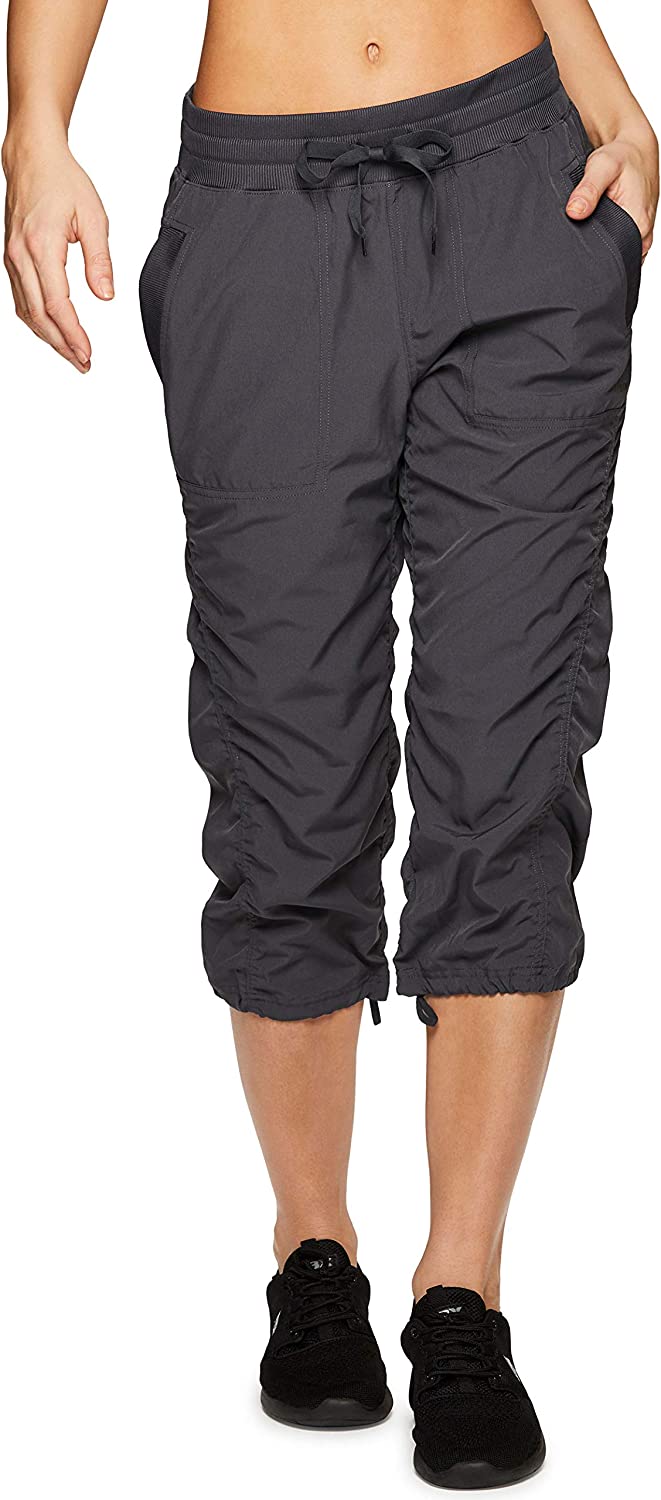 RBX Active Women's Fashion Lightweight Stretch Woven Body Skimming Drawstring Capri Pant