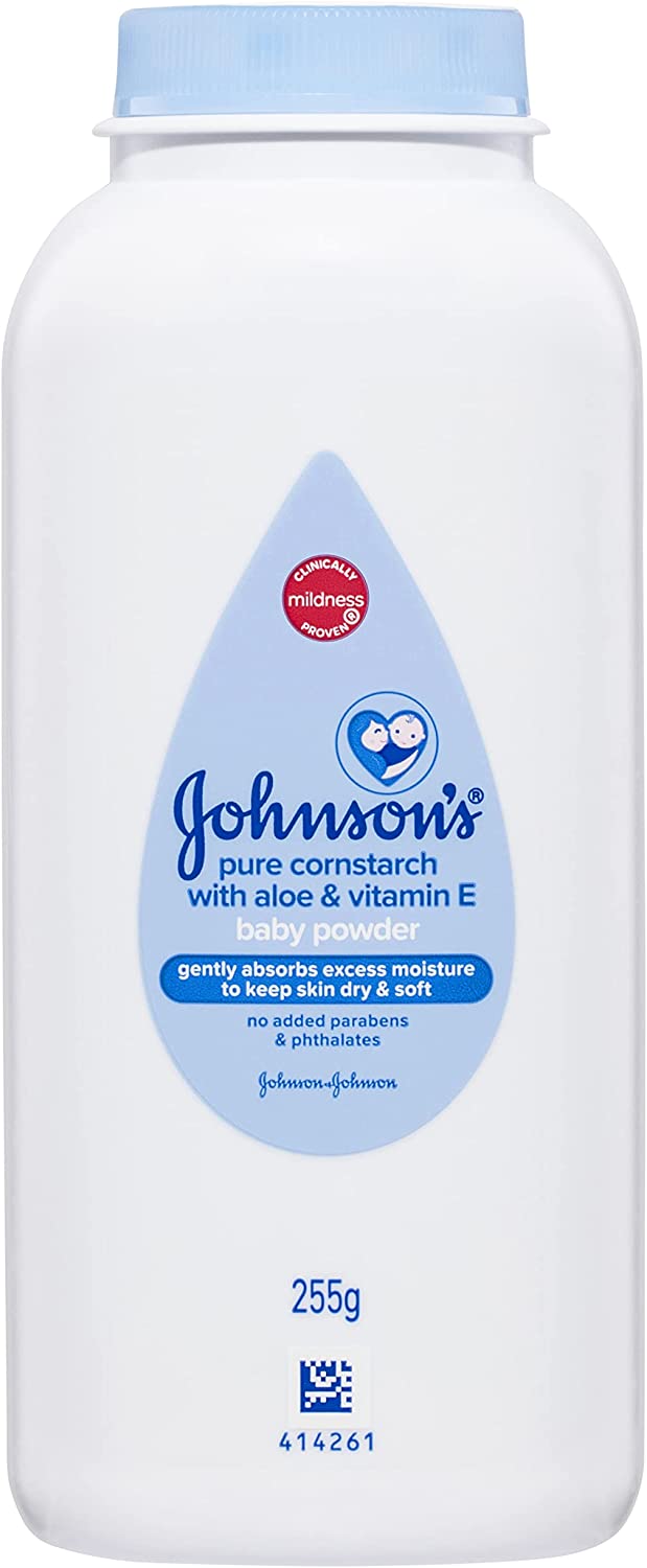 Johnson's Baby Powder with Naturally Derived Cornstarch Aloe & Vitamin E, Hypoallergenic, 9 oz
