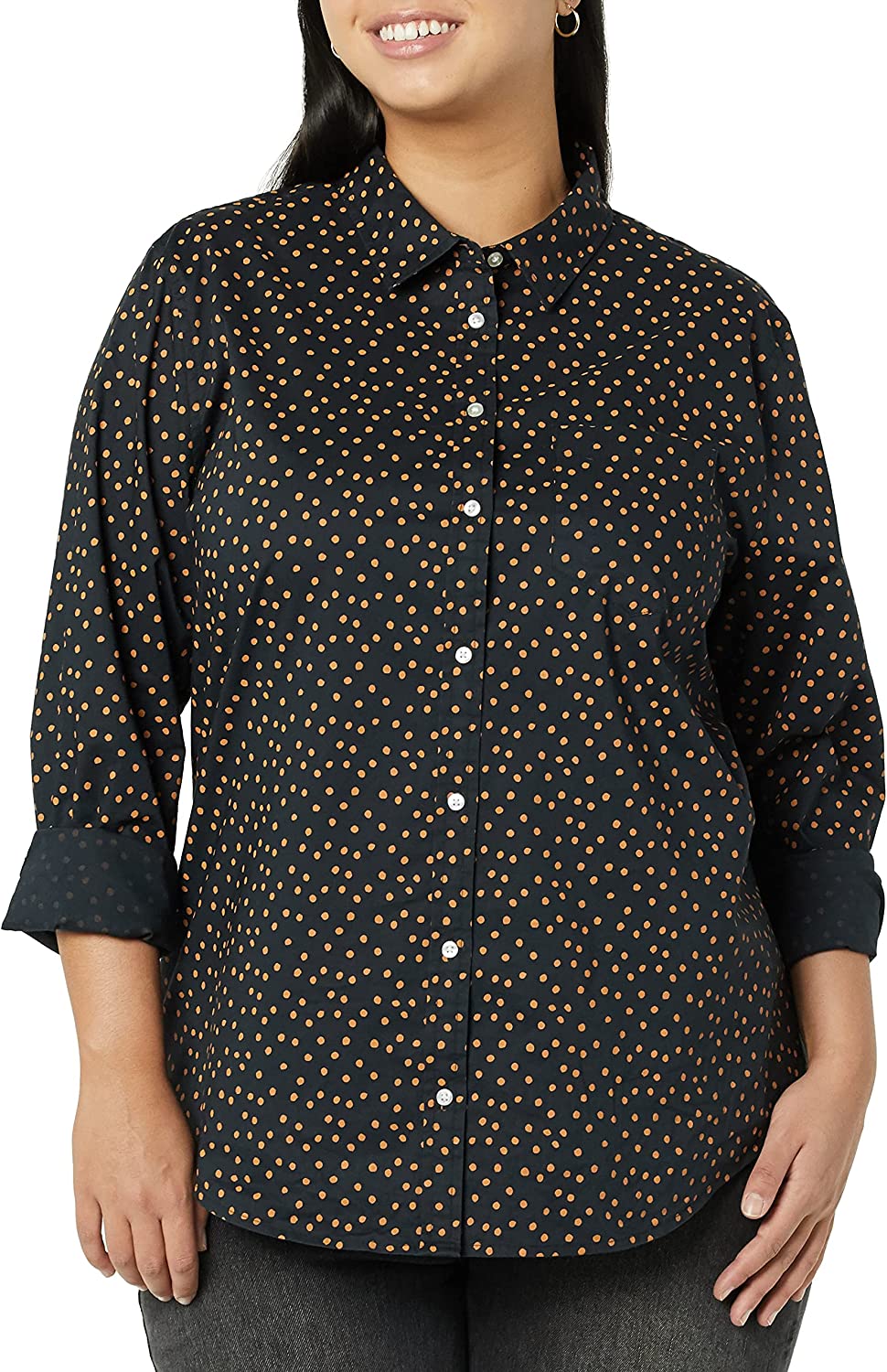 Amazon Essentials Women's Classic-Fit Long-Sleeve Button-Down Poplin Shirt