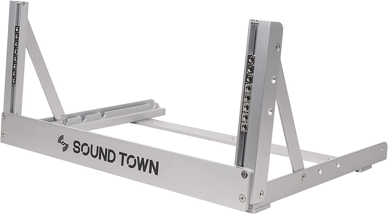Sound Town 4U Aluminum 2-Post Desktop Open-Frame Rack, Angle Adjustable, for Audio/Video, Network Switches, Routers, Patch Panels (2PF-4A)