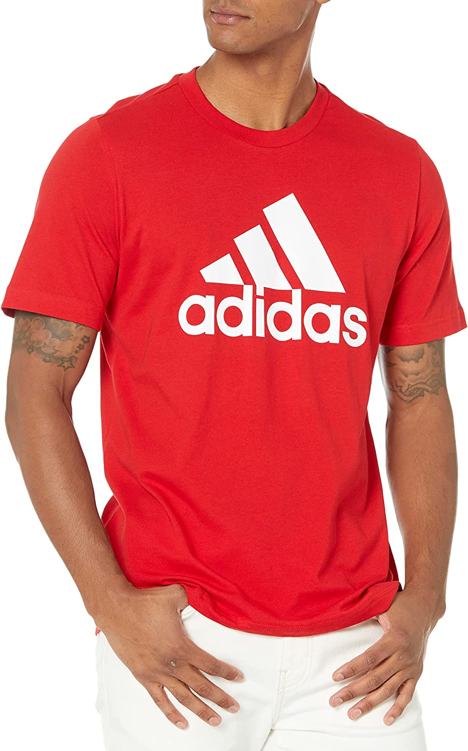 adidas Men's Essentials Big Logo Tee, Black-white,