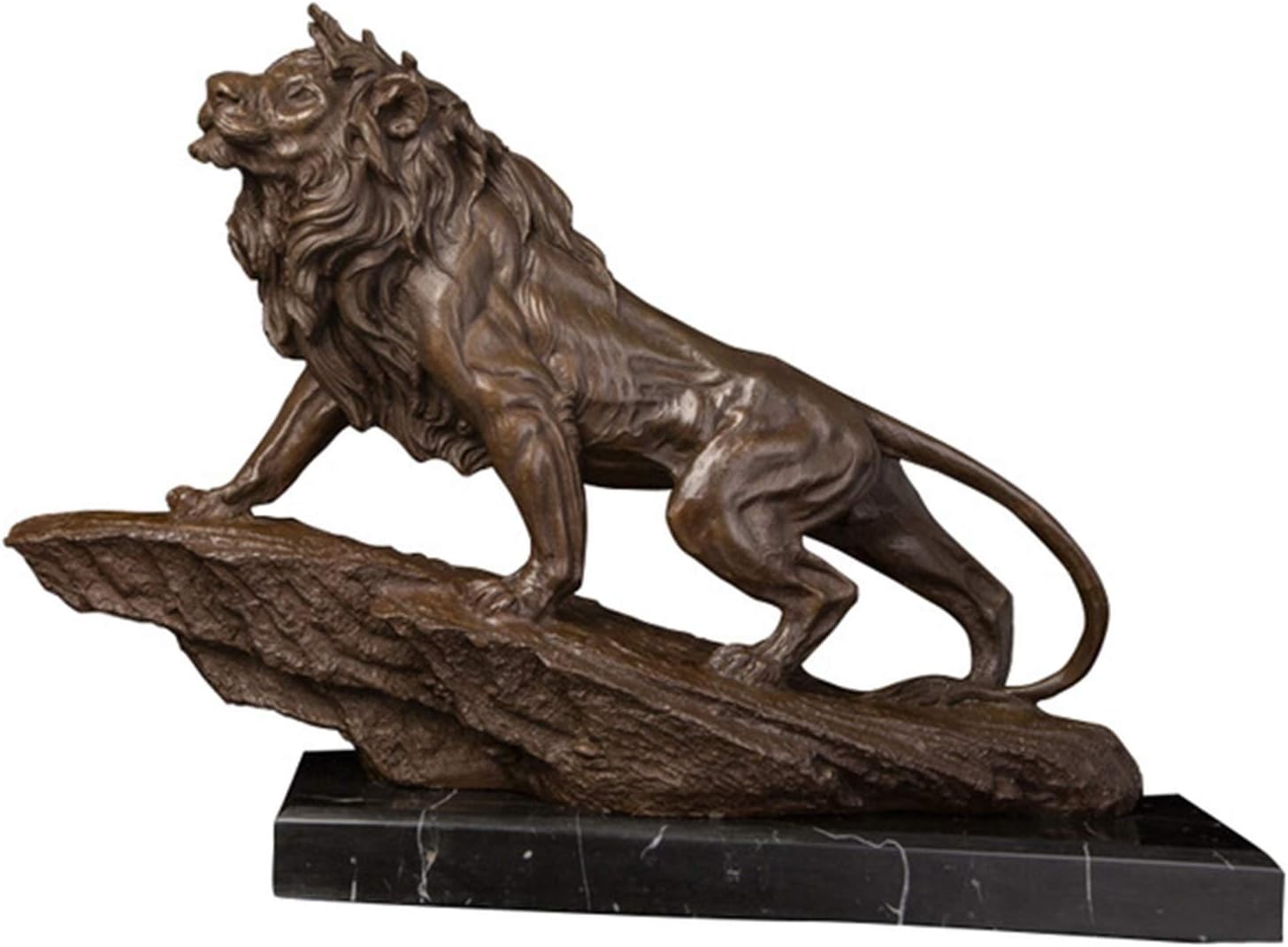 BBSJ Antique Bronze Casting Animal Statue Sculpture Wild Animal Roaring Lion Figurines for Indoor Decoration