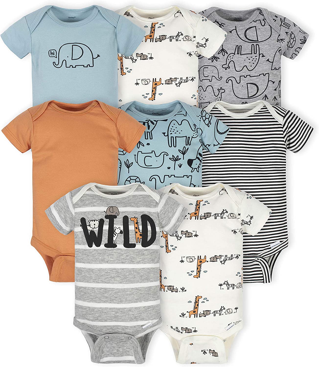 Gerber baby-boys 8-pack Short Sleeve Onesies Bodysuits