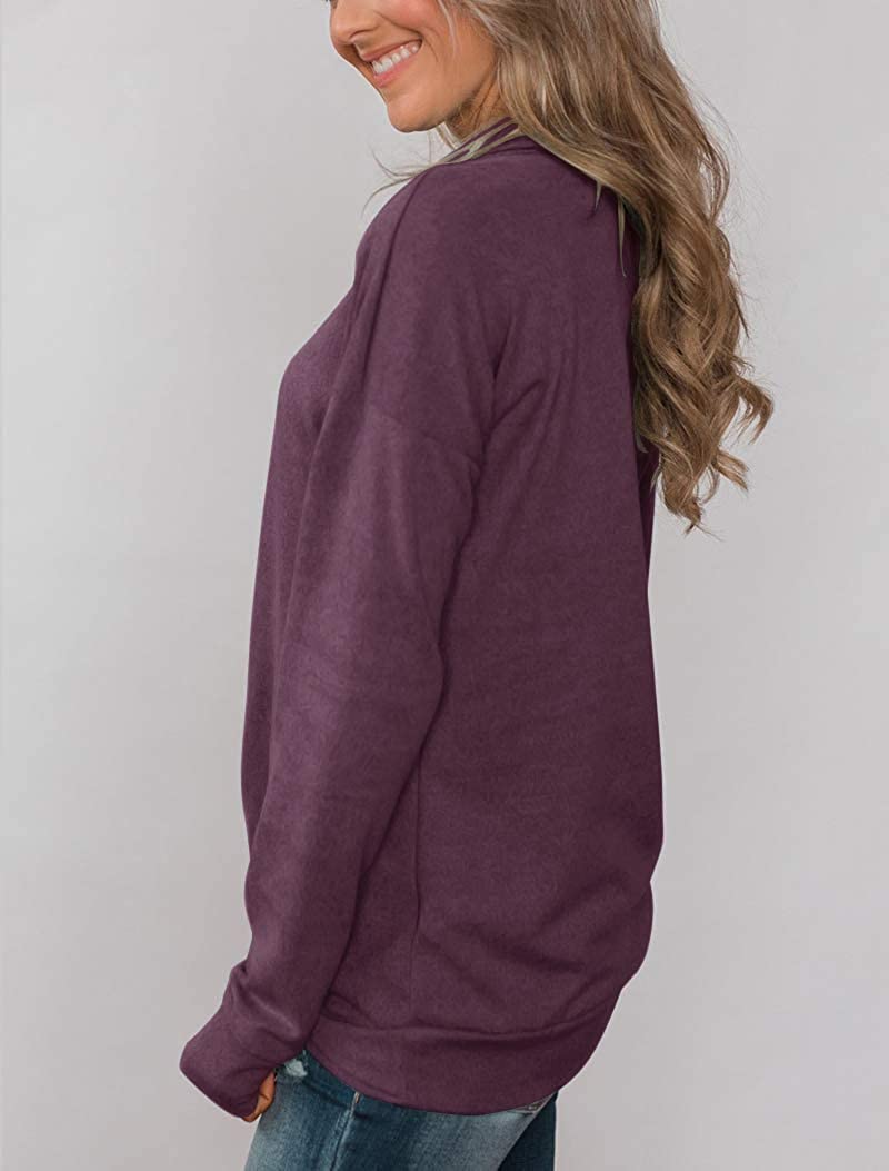 Minthunter Women's Long Sleeve Pullovers Cowl Neck Tunic Shirt Casual Sweatshirt Tops