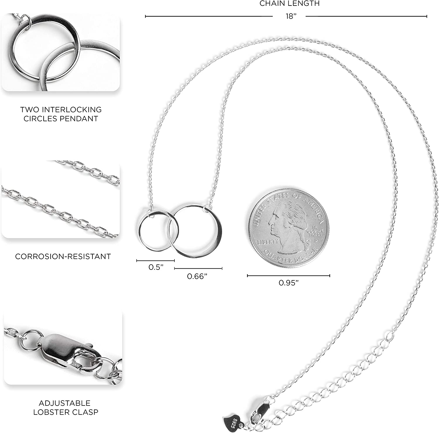 Suavell Mother Son Necklace. Sterling Silver Double Circle Necklace for Women. Mothers Day Gifts from Son. Mother Son Gifts for Mom and Sentimental Mom Birthday Gifts. Interlocking Circle Necklace Jew