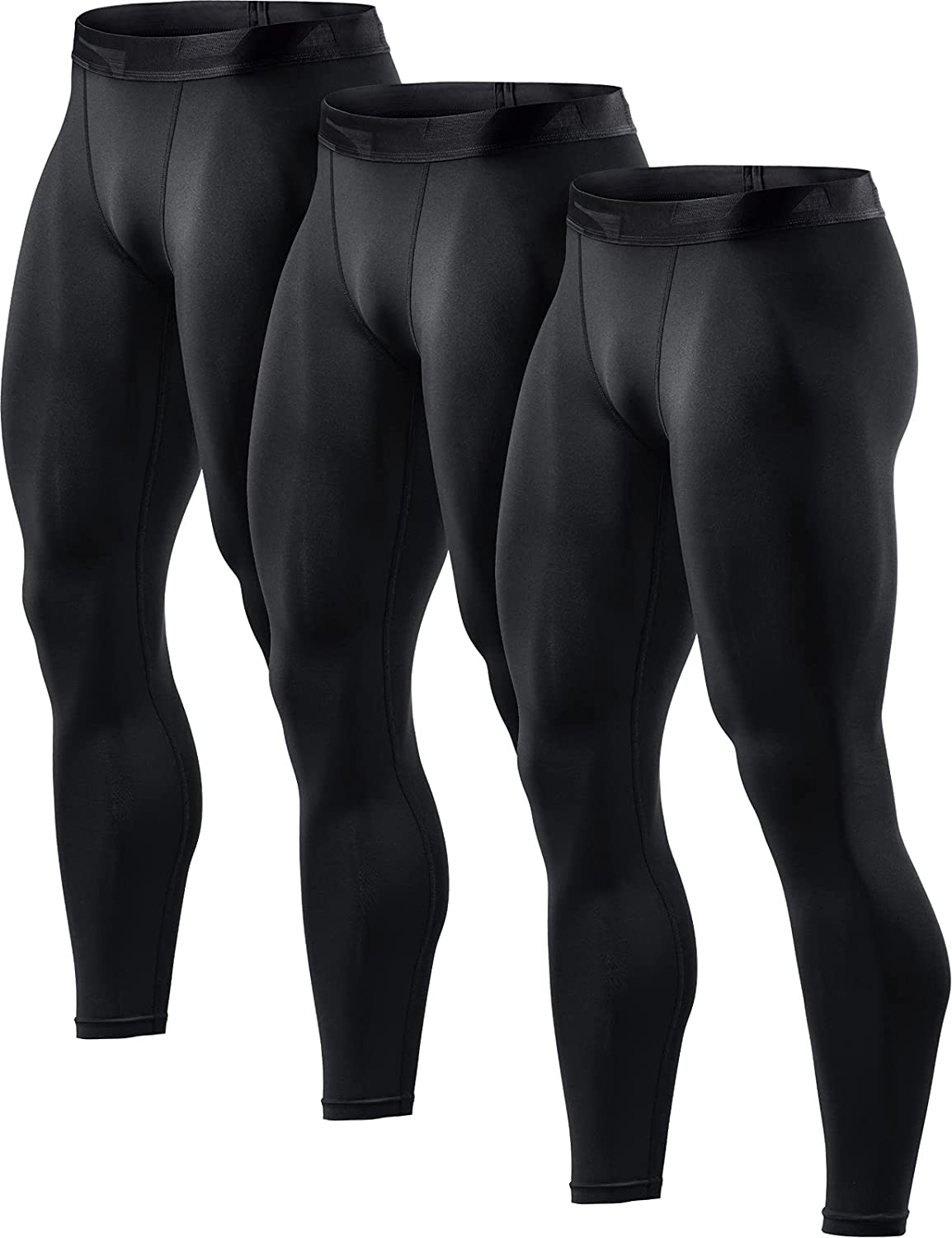TSLA 1, 2 or 3 Pack Men's Compression Pants, Cool Dry Athletic Workout Running Tights Leggings with Pocket/Non-Pocket