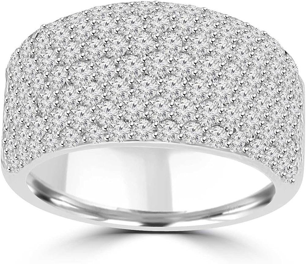 Madina Jewelry 3.25 ct Ladies Round Cut Diamond Anniversary Wedding Band Ring in 18 kt White Gold