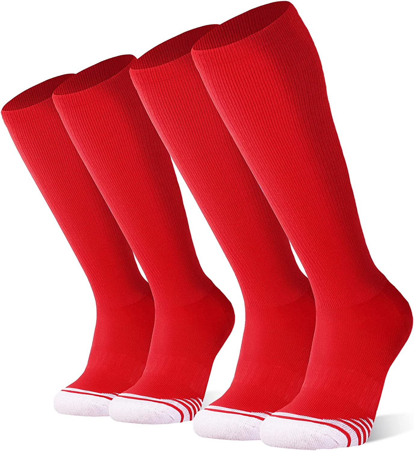 FITRELL 2/3 Pack Baseball Soccer Softball Socks for Kids Youth Men & Women Over-the-Calf Knee High Socks (Multiple Colors)