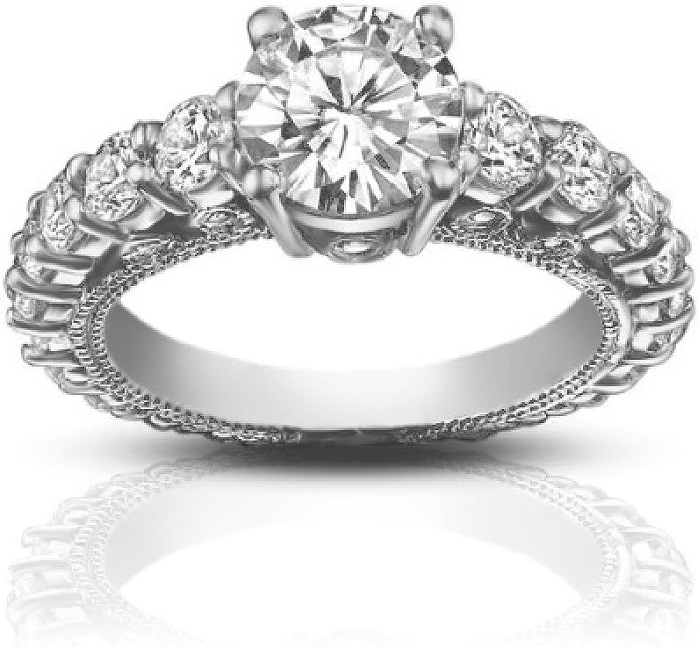 Madina Jewelry 2.25 ct Ladies Round Cut Diamond Accented Engagement Ring in 18 kt White Gold