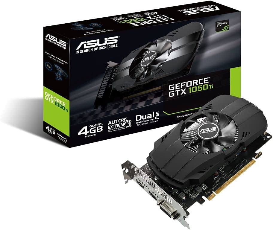 ASUS GeForce GTX 1050 Ti 4GB Phoenix Fan Edition DVI-D HDMI DP 1.4 Gaming Graphics Card (PH-GTX1050TI-4G)