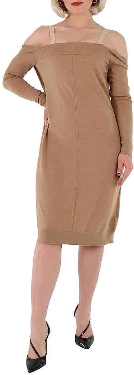 BURBERRY Ladies Biscuit Bra-Detail Long Sleeve Wool Dress, Brand Size 8 (US Size 6)