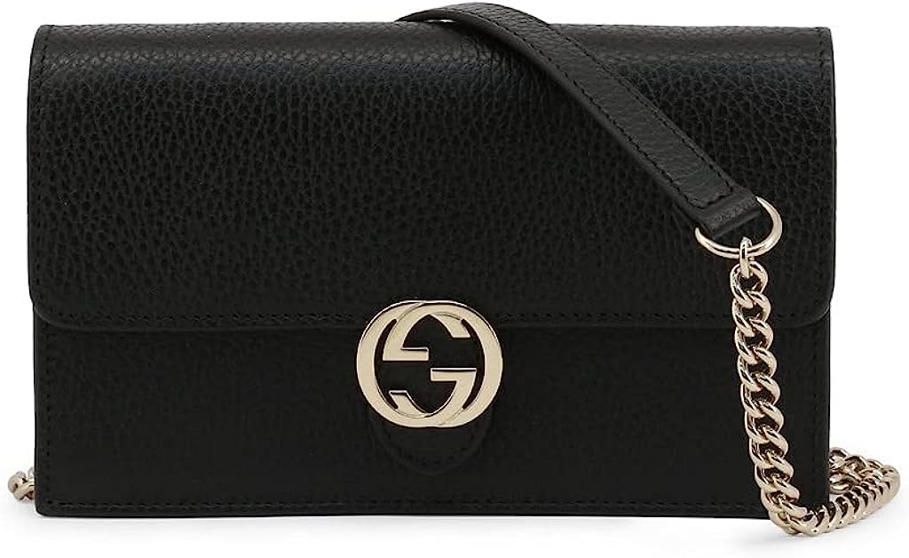 Gucci Interlocking Camelia Wallet Chain Marmont Leather Silver Handbag Italy NEW