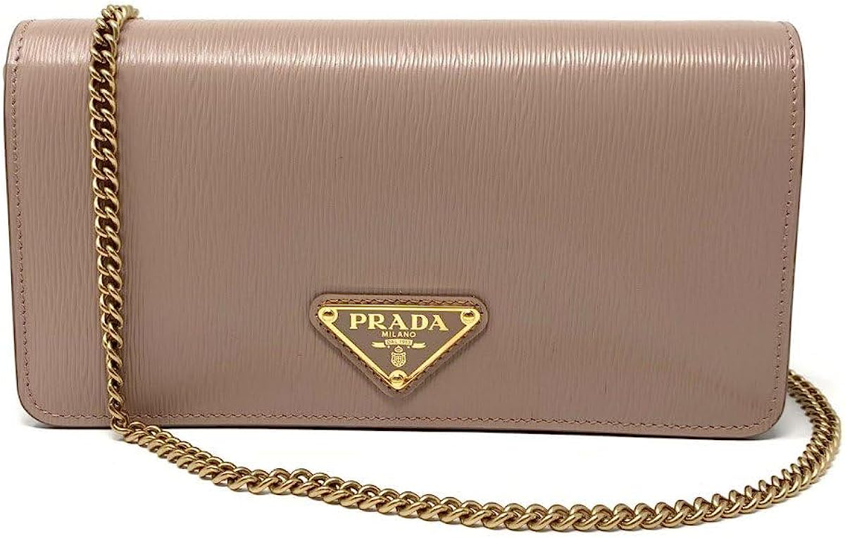 Prada Cipria Beige Vitello Move Leather Chain Wallet Crossbody Bag 1BP021
