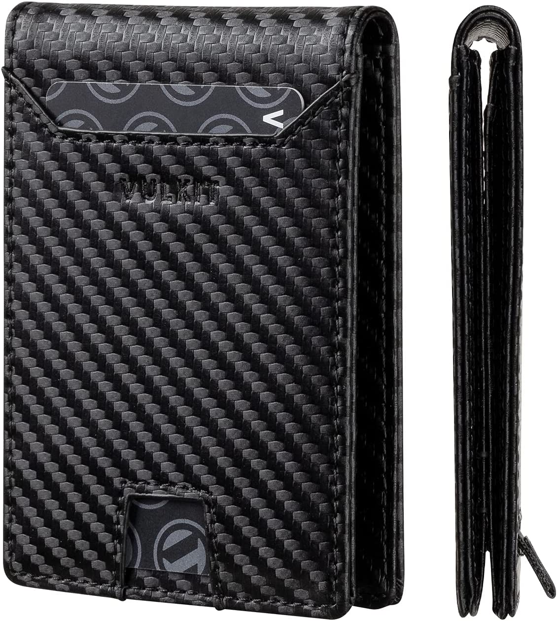 VULKIT Men's Wallet - Classic Leather Card Wallet with Pull-tab Bi-fold- Slim Design RFID Blocking Front Card Wallet with Id Window