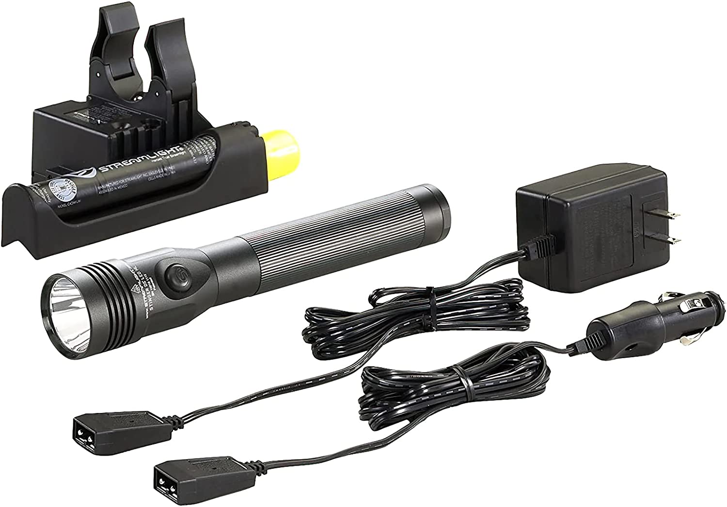 Streamlight 75458 Stinger DS LED HL 800-Lumen Rechargeable Dual Switch Flashlight with 120-Volt AC/12-Volt DC Smart Charge Piggyback Charger (NiMH), Black