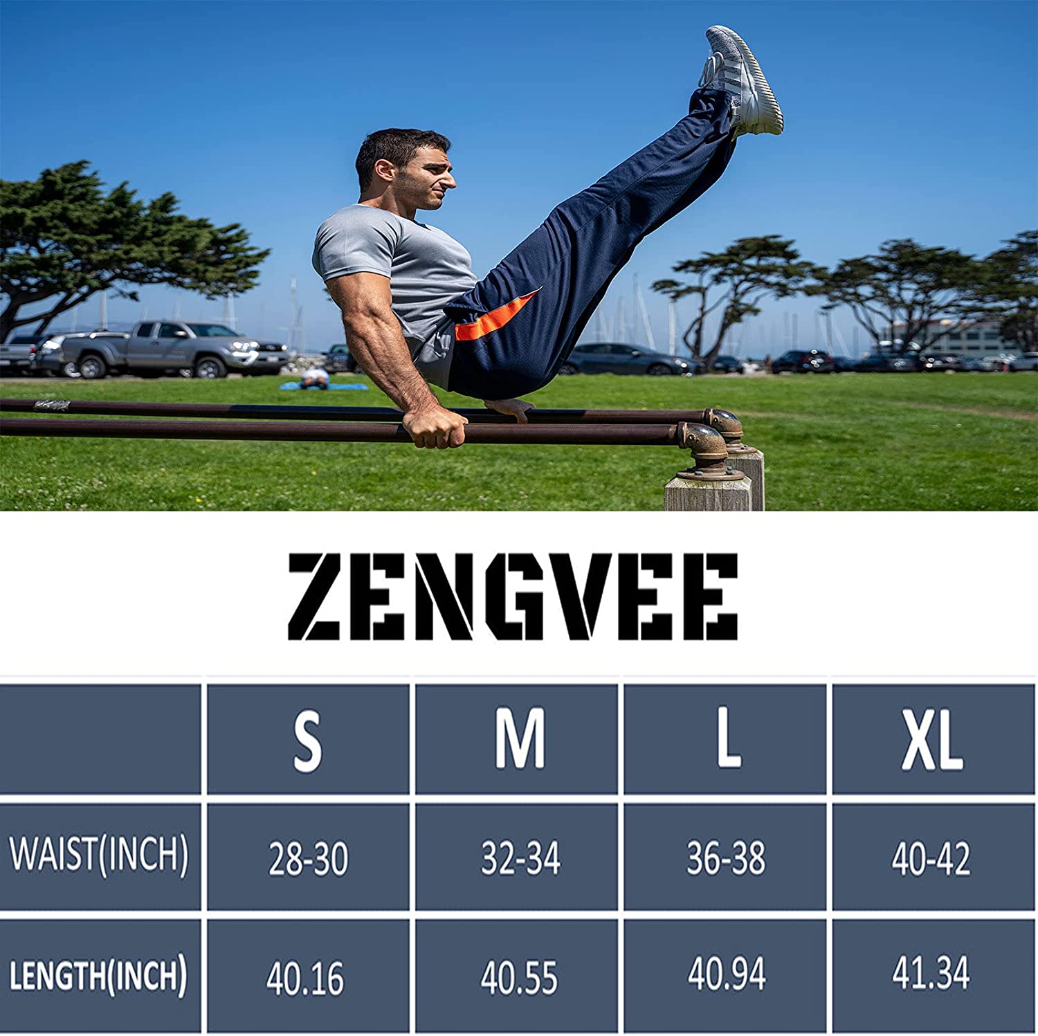 ZENGVEE Men's Sweatpants with Zipper Pockets Open Bottom Athletic Pants for Jogging, Workout, Gym, Running, Training