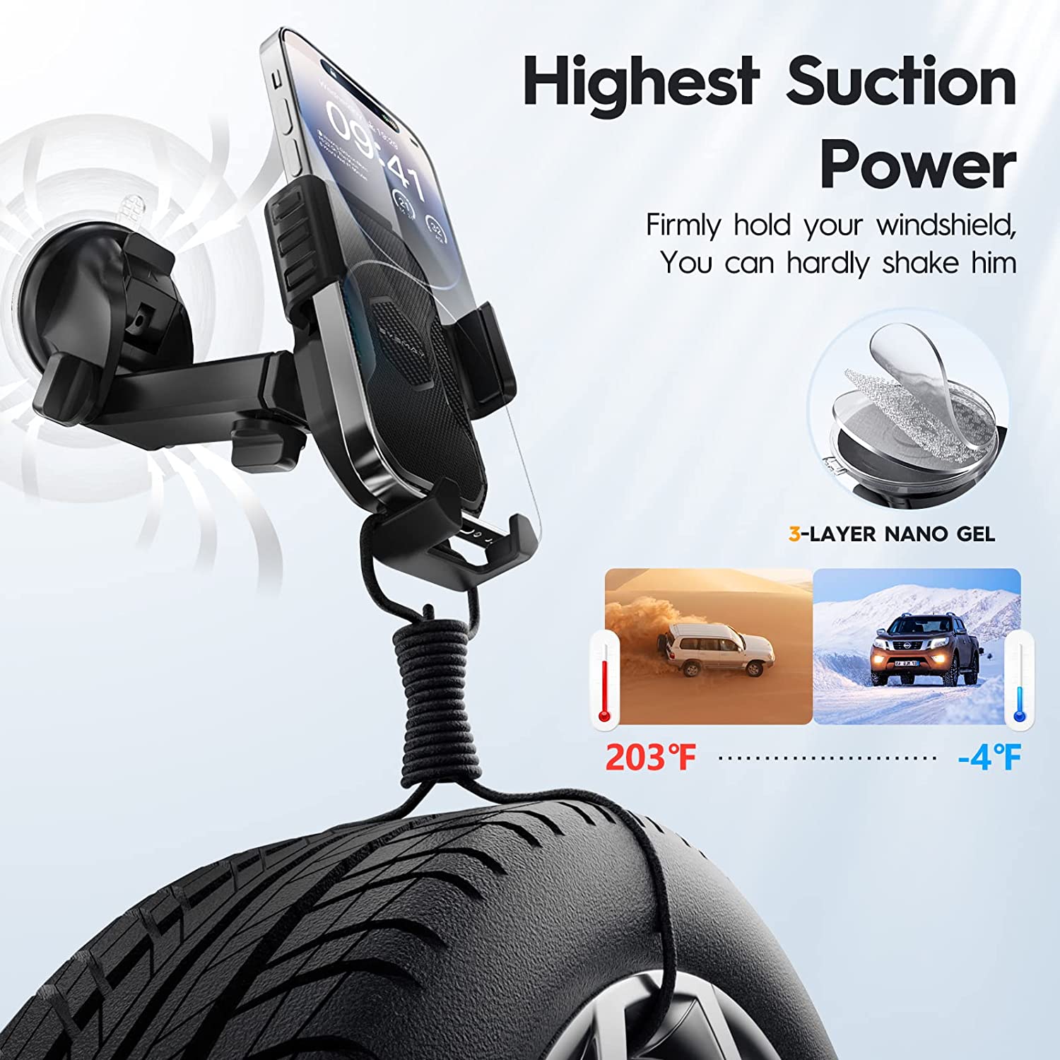 Eyemay Car Phone Holder Mount - [ Bumpy Roads Friendly ] Phone Mount for Car Dashboard Windshield Air Vent 3 in 1, Hand Free Mount for iPhone 14 13 12 Pro Max Samsung All Cell Phones