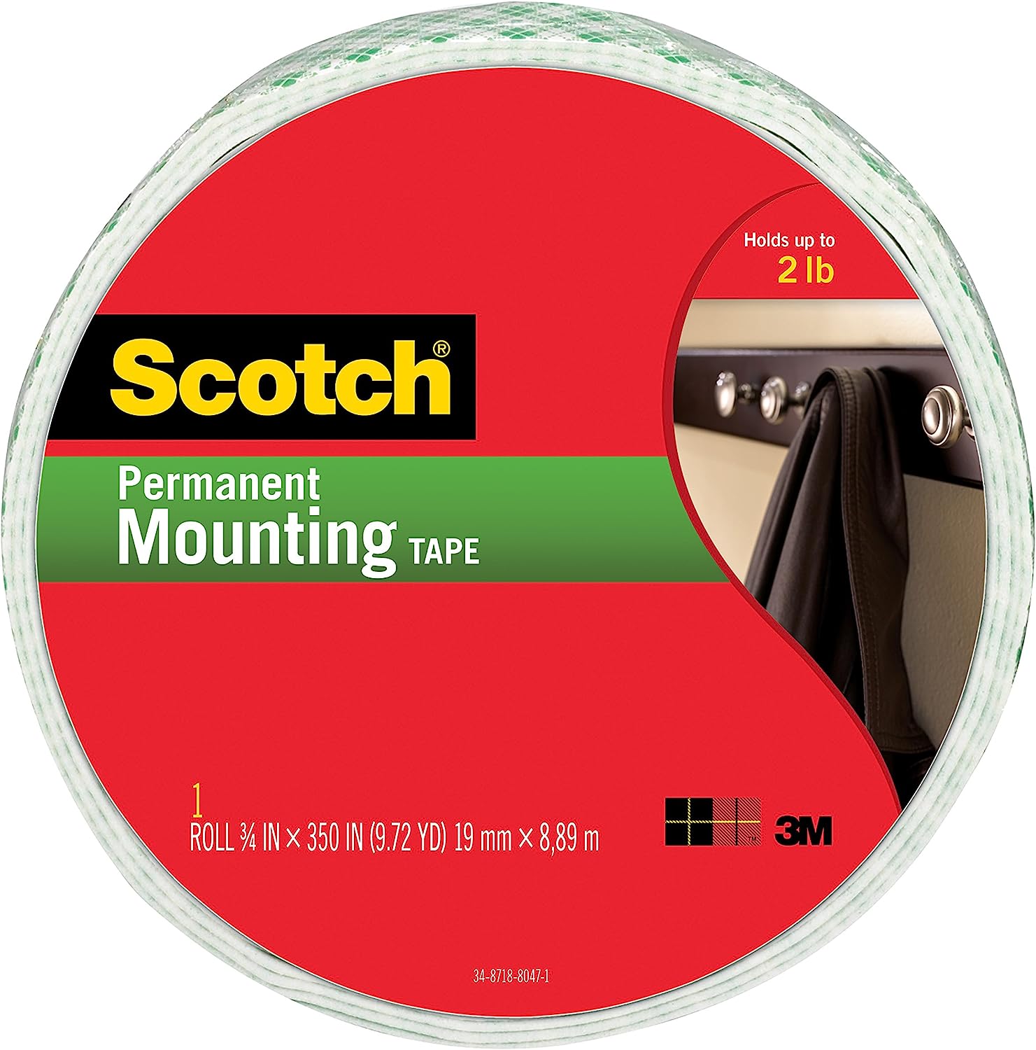 Scotch Indoor Mounting Tape, 3/4-in x 350-in, White, Holds up to 2 lbs, 1-Roll (110-Long)