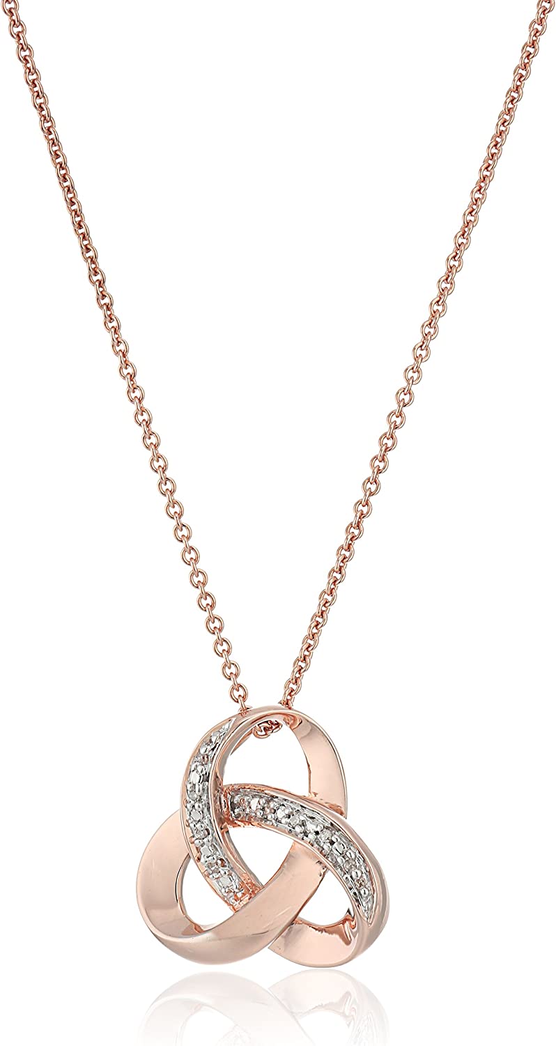 Amazon Collection womens 18K Gold over Sterling Silver Diamond Knot Pendant Necklace