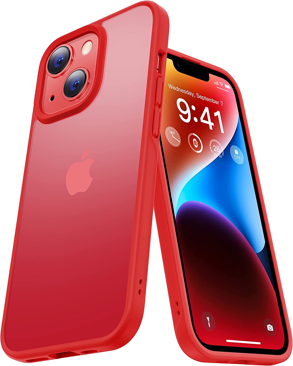 CASEKOO KooShock for iPhone 14 Plus Case Matte 6.7 inch 2022,[10FT Military Drop Protection][ Anti-Scratch] Protective Hard Back Translucent Shockproof Cover Non-Slip Bumper Slim Phone Cases, Red