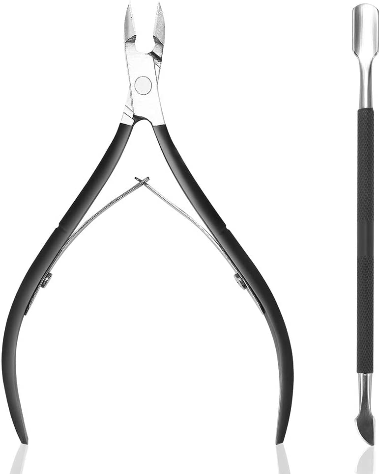 Cuticle Nipper with Cuticle Pusher-Professional Grade Stainless Steel Cuticle Remover & Cutter-Durable Manicure and Pedicure Tool
