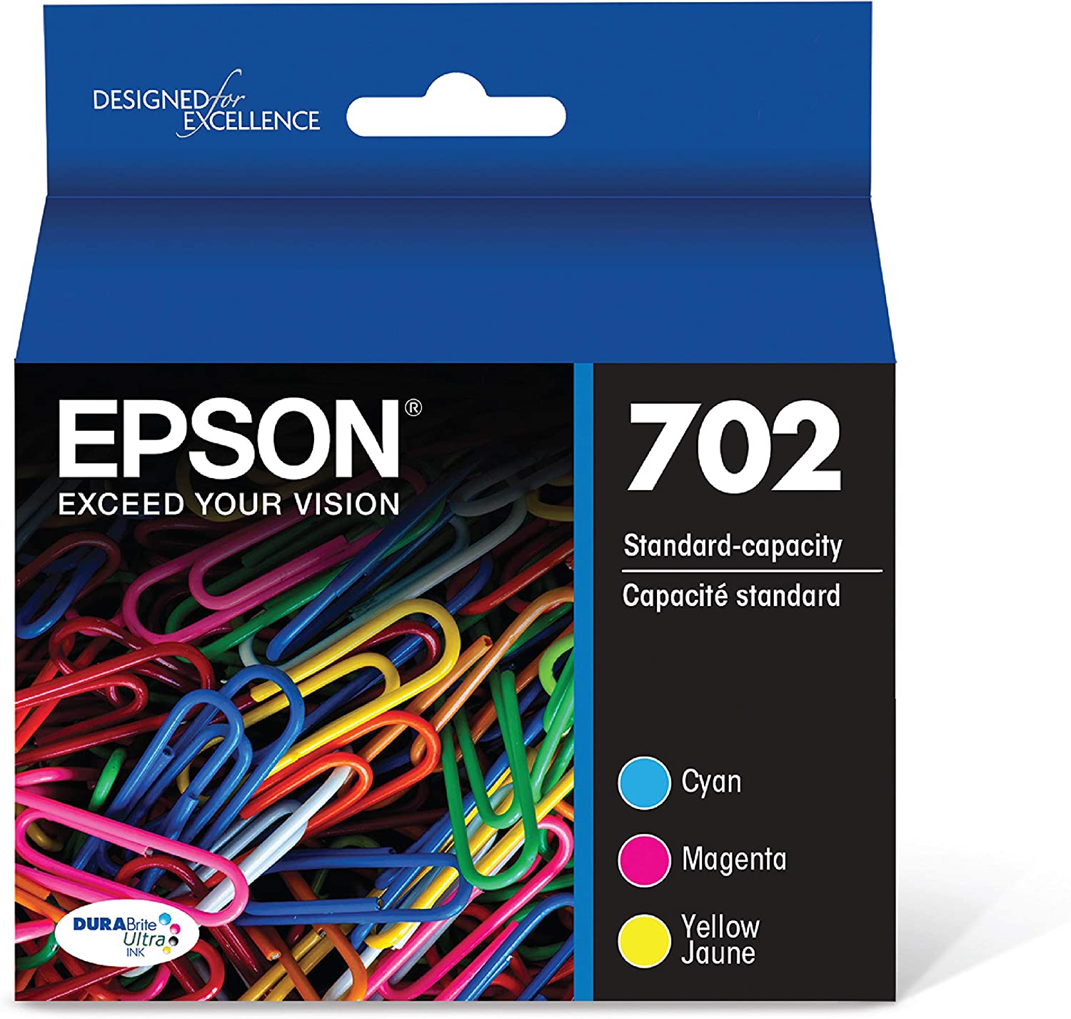 EPSON T702 DURABrite Ultra -Ink Standard Capacity Color Combo Pack (T702520-S) for select Epson WorkForce Pro Printers