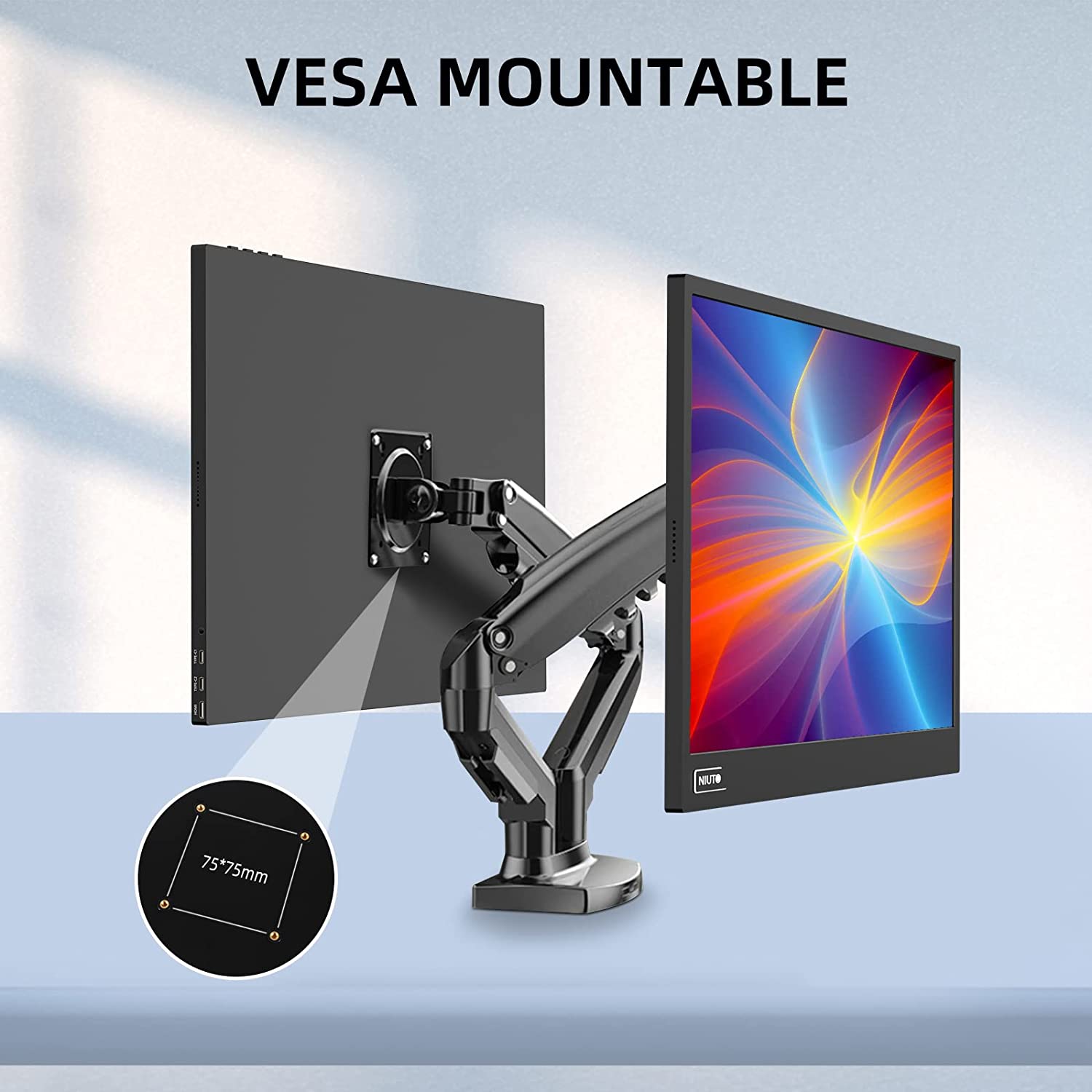 NIUTO Portable Monitor 144hz 17.3 100% sRGB FHD HDR IPS 1920x1080 VESA Ultra-Slim Screen Dual Speakers with Type-C Mini HDMI for Laptop Phone PC Switch ps5 Xbox MacBook Mac Mini